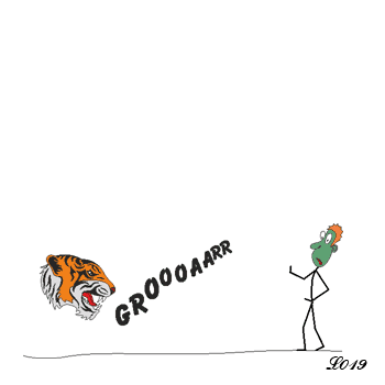 Peur devant un tigre.